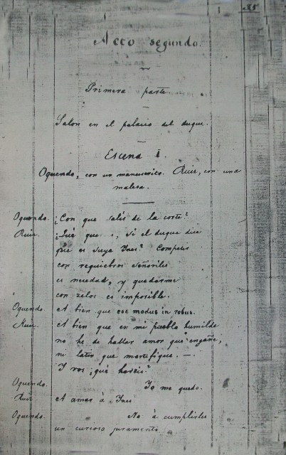 Manuscrito de poema de Milanés- Colección del Museo provincial