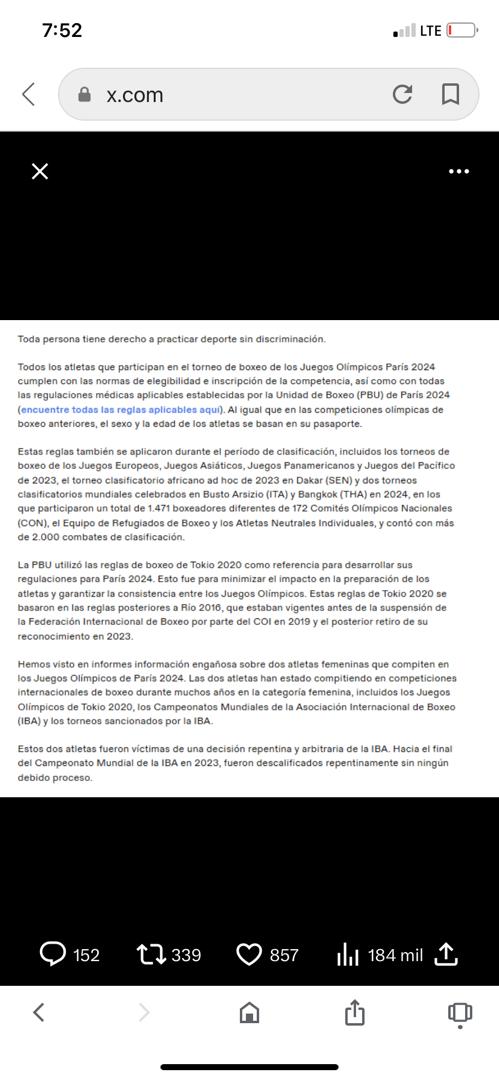 Comunicado COI sobre Imane Kelif Comunicado COI sobre Imane Kelif
